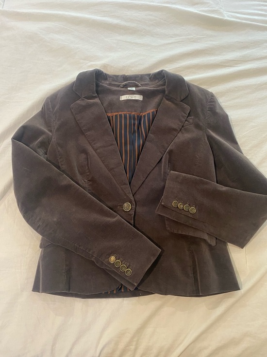 LOFT Jackets & Blazers - LOFT Brown Velvet Blazer with Striped Lining